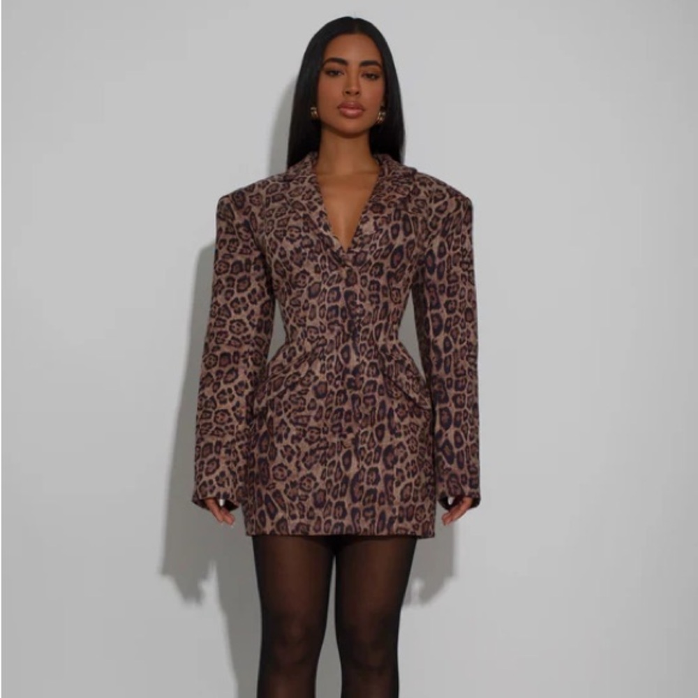 Diva Boutique Leopard Print Blazer Dress